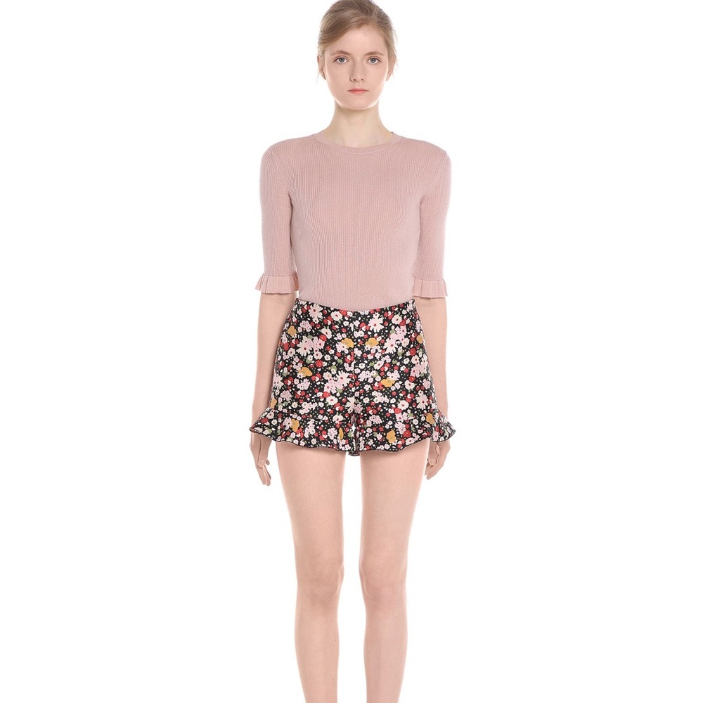 RED Valentino Ruffle Detail Jacquard Chelsea Shorts